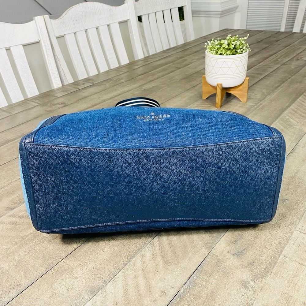 New Kate Spade Rosie Tote Bag Colorblock Denim In Blue Multi - Picture 12 of 13